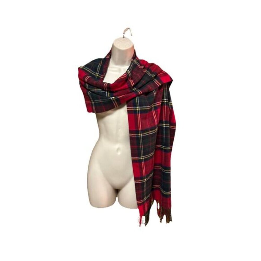 New LANDS END SCARF Plaid Soft Acrylic Preppy Academia NWT Red Blue Green B25